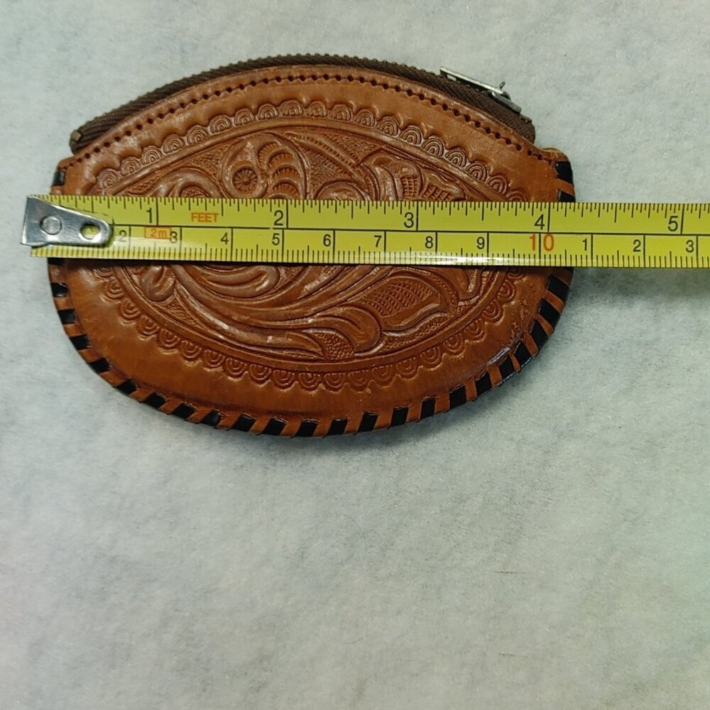 Vintage Mexican Leather Hand Tooled Coin Purse - Picture 8 of 8